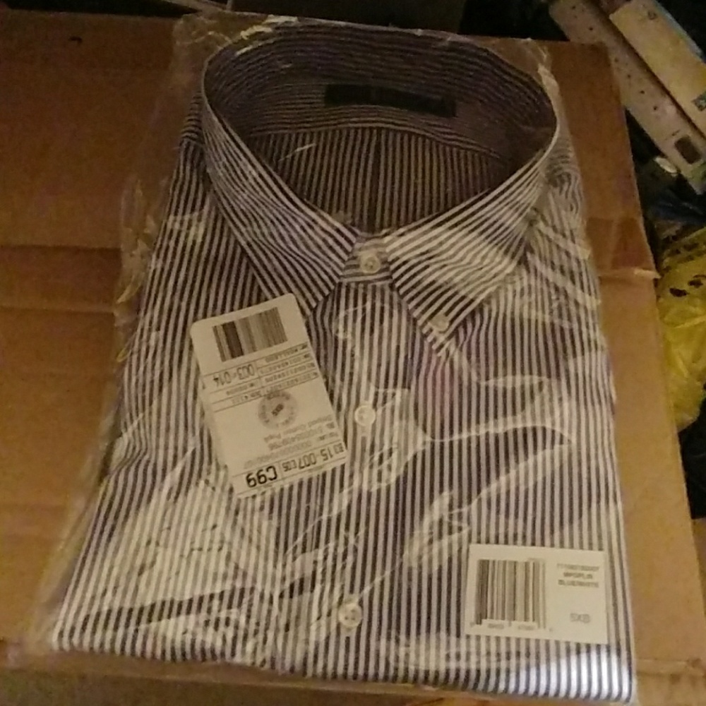 5 XL Big RALPH LAUREN POLO DRESS SHIRT BLUE STRIPE